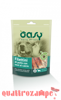 Oasy Snack Filettini di Pollo con Ossi al Calcio 100 g per Cani