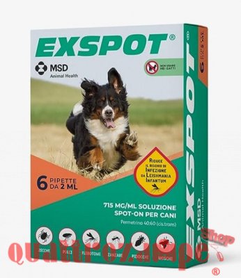 MSD Exspot 6 Pipette 2 ml Antiparassitario Per Cani