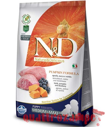 Farmina N/D Grain Free Pumpkin Puppy Medium Maxi Agnello Zucca Mirtillo