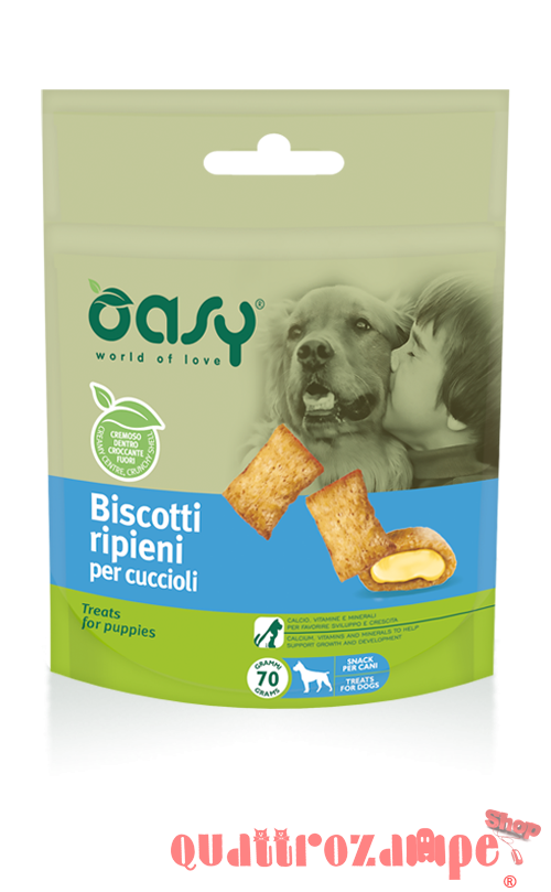 Oasy Snack Biscotti Ripieni per Cani Cuccioli 70 g