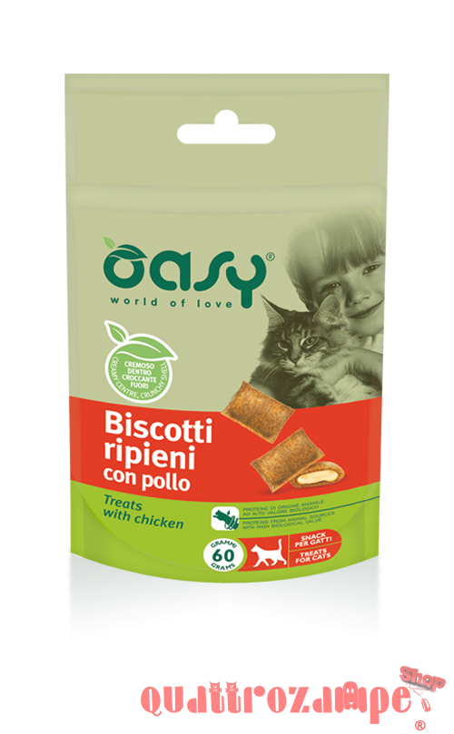 Oasy Snack Biscotti Ripieni Con Pollo per Gatti 60 g