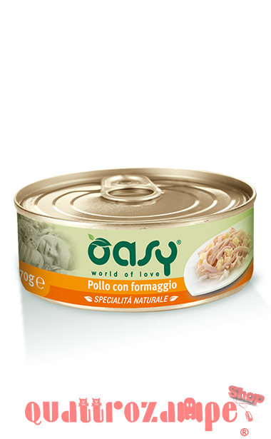 Oasy Cat Pollo Con Formaggio Lattina Umido Per Gatti