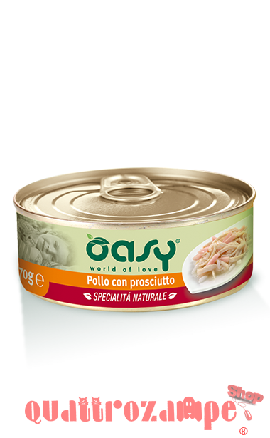 Oasy Cat Pollo Con Prosciutto Lattina Umido Per Gatti