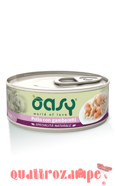 Oasy Cat Pollo Con Gamberetti Lattina Umido Per Gatti