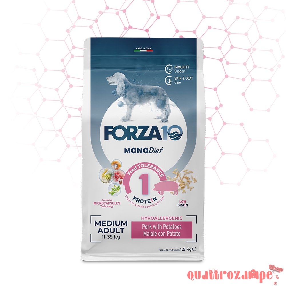 Forza 10 Medium Adult Diet Hypoallergenic Al Maiale 12 kg Per Cani