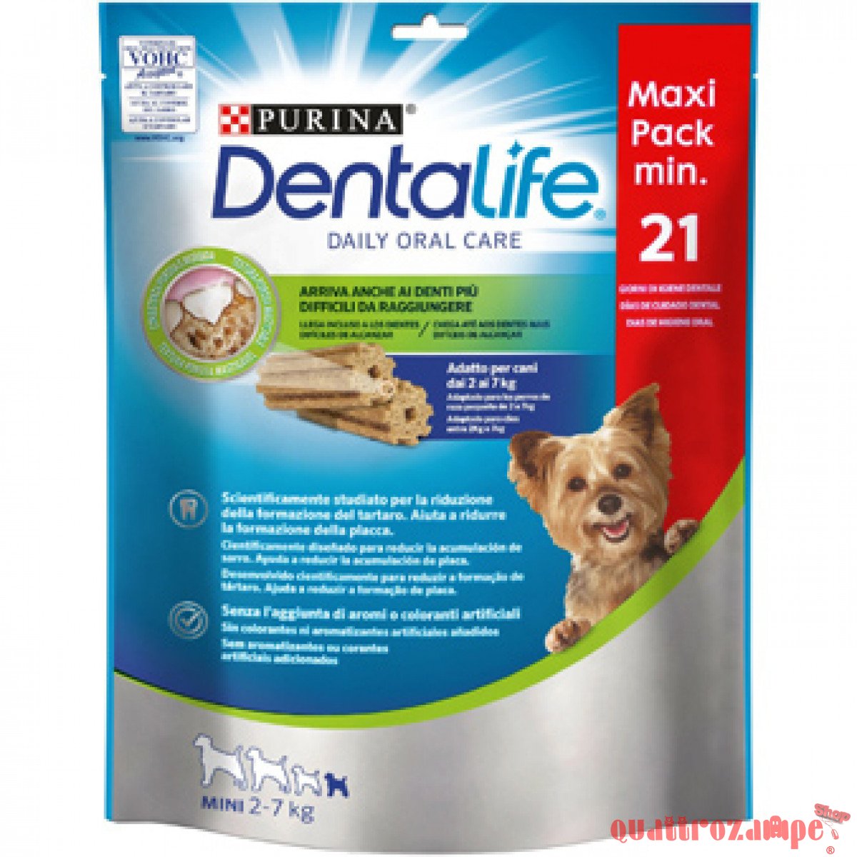 Nestle Purina Snack Dentalife Mini 21 sticks (3 x 7 pz) 207 Gr per cani da 2 kg a 7 kg