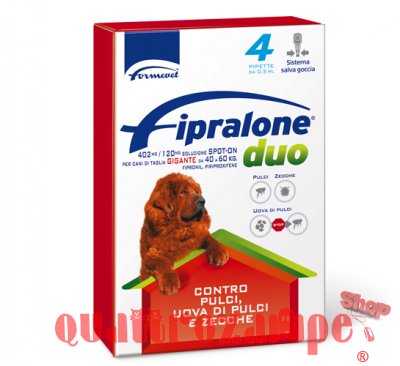 Fipralone Duo Cane 40-60 Kg Antipulci Antizecche 4 Pipette