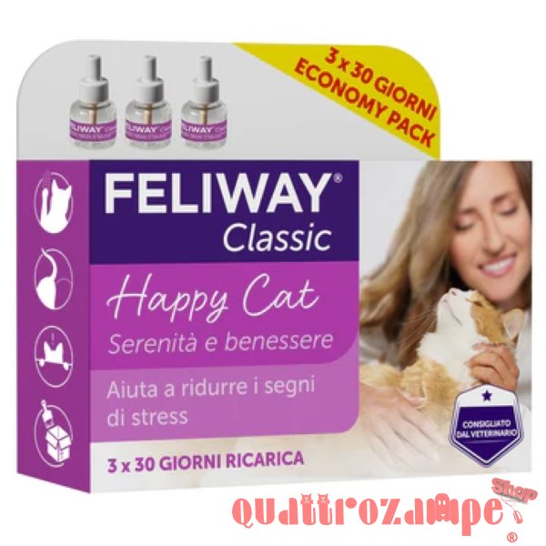 Ceva Feliway Classic Set di 3 Ricariche da 48 ml Per Gatti