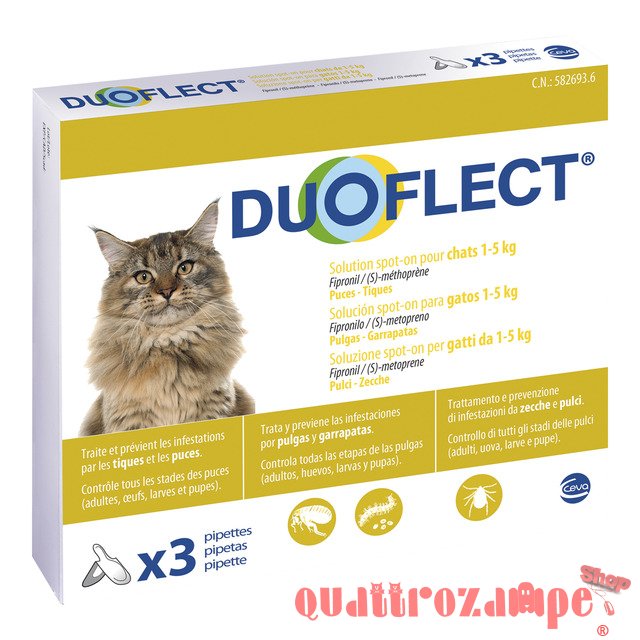 Duoflect gatti 1-5 kg spot on 3 pipette Antiparassitario