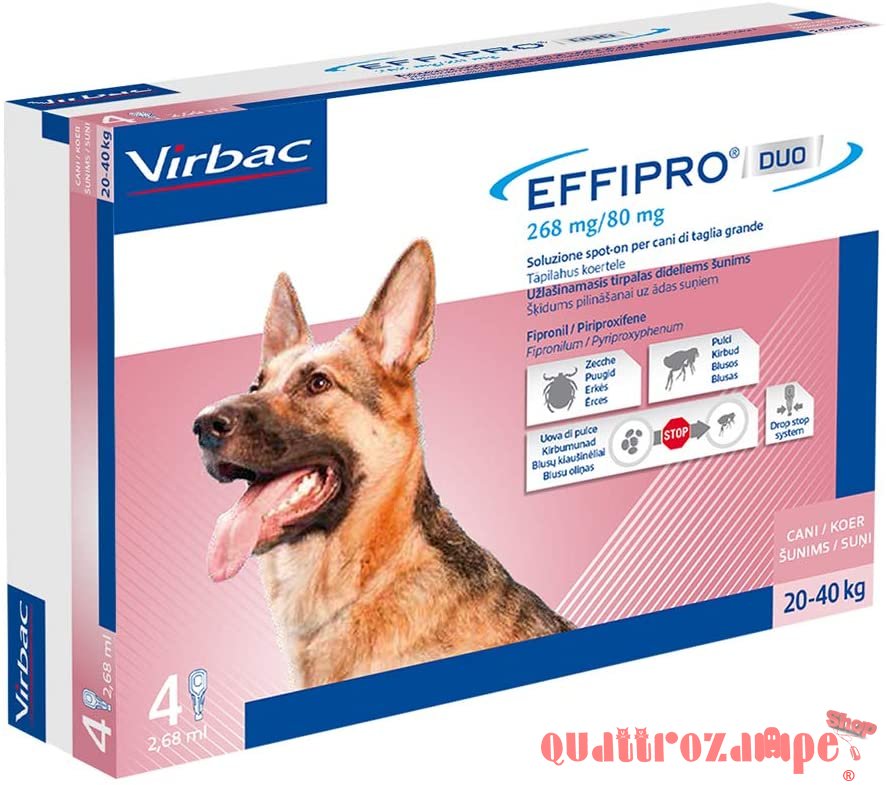 Virbac Effipro Duo Spot-on 20 - 40 kg 4 Pipette Cane SCAD 30.09.25
