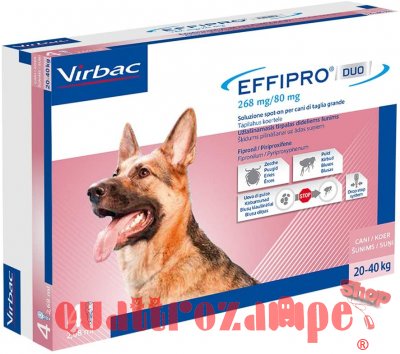 Virbac Effipro Duo Spot-on 20 - 40 kg 4 Pipette Cane SCAD 30.09.25