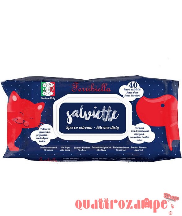 Ferribiella 40 Salviette Detergenti Sporco Estremo Extra Strong Nuetralizza i Cattivi Odori