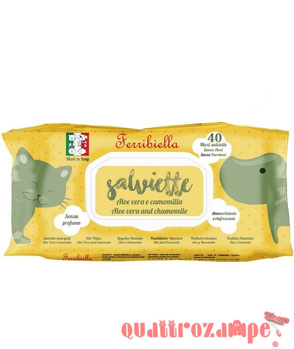 Ferribiella 40 Salviette Detergenti Aloe Vera e Camomilla