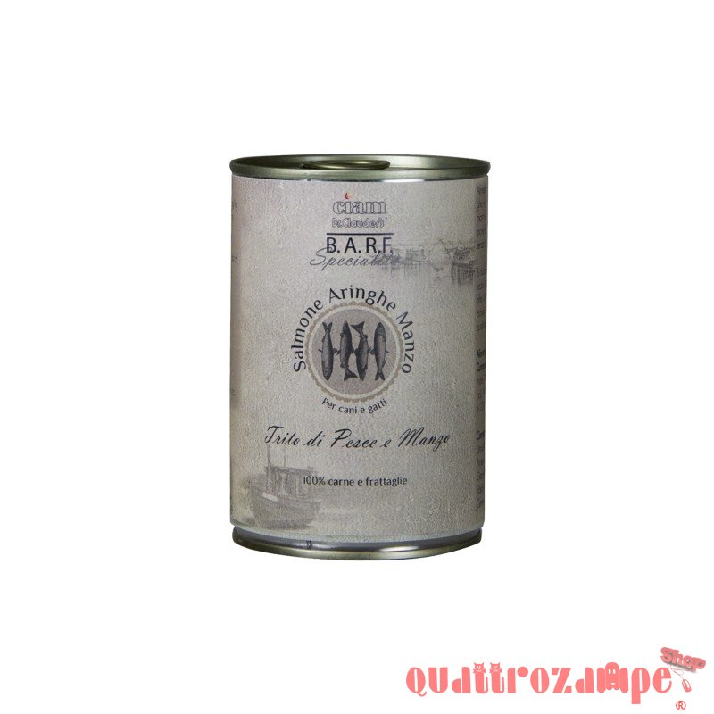 Barf Dr. Clauder's Trito Pesce e Manzo Salmone Aringhe Umido Per Cane e Gatto