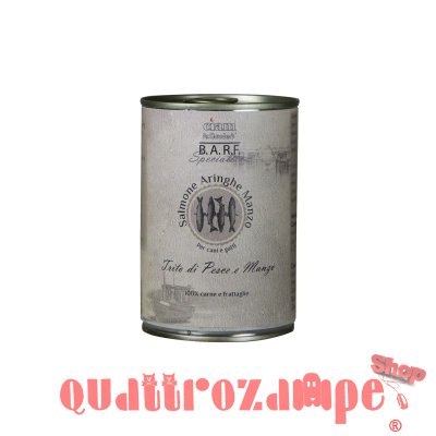 Barf Dr. Clauder's Trito Pesce e Manzo Salmone Aringhe Umido Per Cane e Gatto