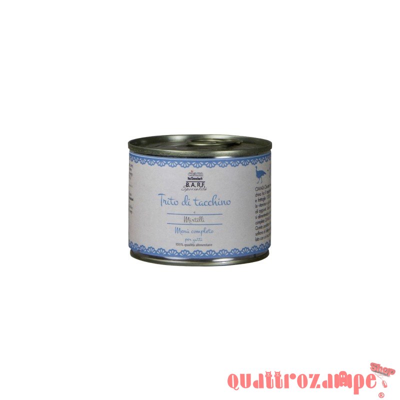 Barf Dr. Clauder's Menu Completo Trito Tacchino 200 gr Umido Per Gatto