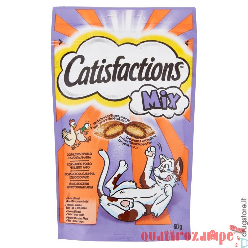 Catisfactions Mix Snack Per Gatti 60 gr Pollo e Anatra