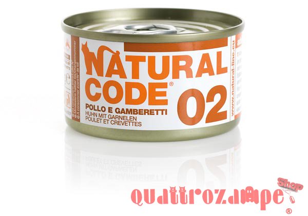 Natural Code 02 Pollo e Gamberetti 85 gr Per Gatti