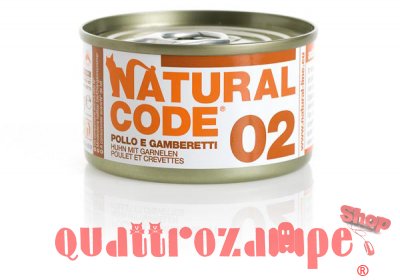 Natural Code 02 Pollo e Gamberetti 85 gr Per Gatti