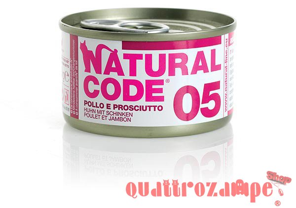 Natural Code 05 Pollo e Prosciutto 85 gr Per Gatti