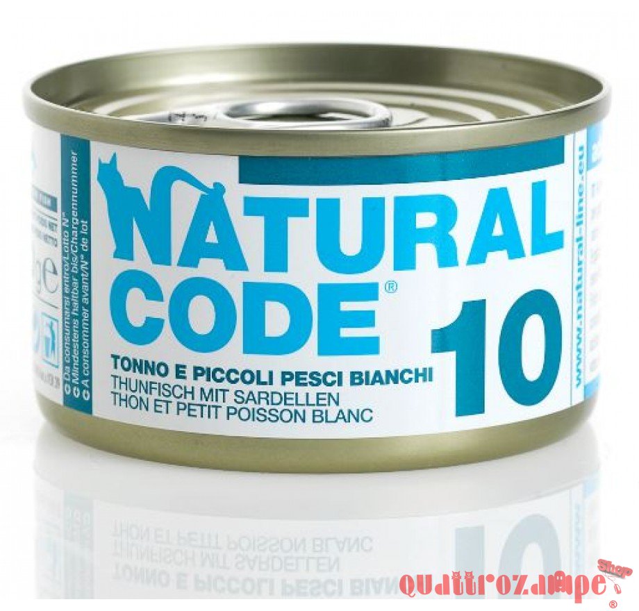 Natural Code 10 Tonno e Piccoli Pesci Bianchi 85 gr Per Gatti