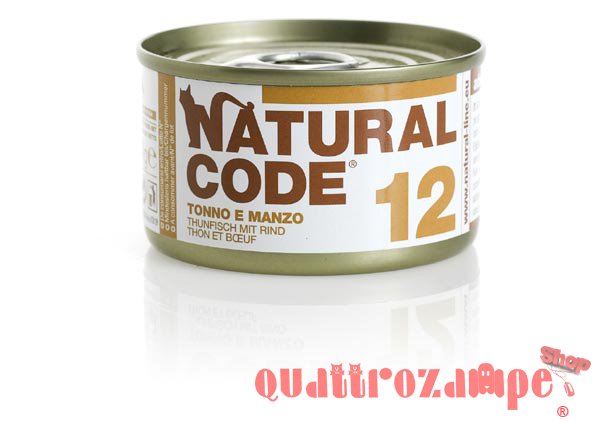 Natural Code 12 Tonno e Manzo 85 gr Per Gatti