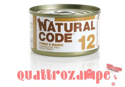 Natural Code 12 Tonno e Manzo 85 gr Per Gatti