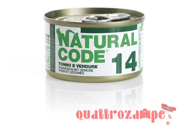 Natural Code 14 Tonno e Verdure 85 gr Per Gatti