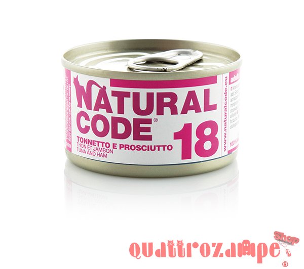 Natural Code 18 Tonnetto e Prosciutto 85 gr Per Gatti