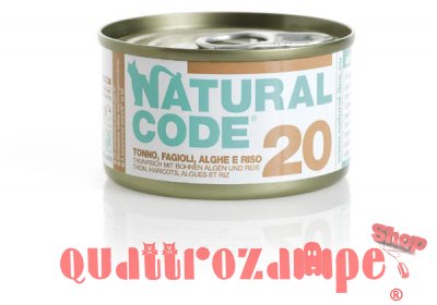 Natural Code 20 Tonno Fagioli Alghe e Riso 85 gr Per Gatti