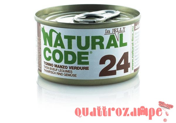 Natural Code Jelly 24 Tonno Manzo e Verdure 85 gr Per Gatti