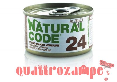Natural Code Jelly 24 Tonno Manzo e Verdure 85 gr Per Gatti