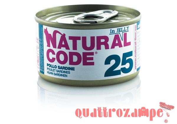 Natural Code Jelly 25 Pollo e Sardine 85 gr Per Gatti