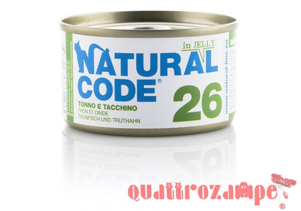 Natural Code Jelly 26 Tonno e Tacchino 85 gr Per Gatti