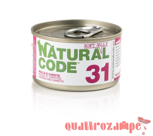 Natural Code Soft Jelly 31 Pollo Amaranto e Carote 85 gr Per Gatti