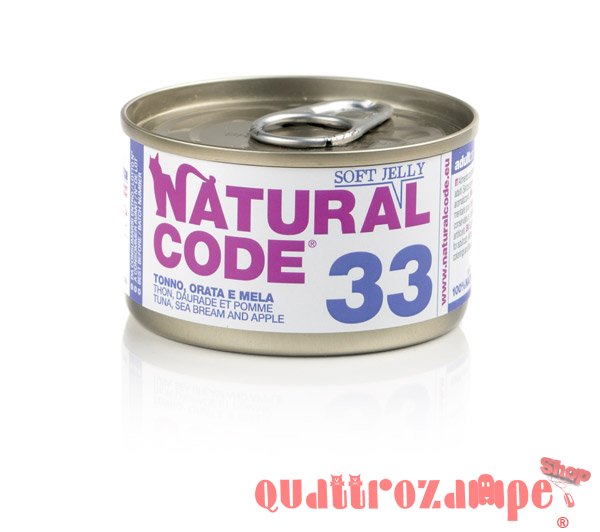 Natural Code Soft Jelly 33 Tonno Orata e Mela 85 gr Per Gatti