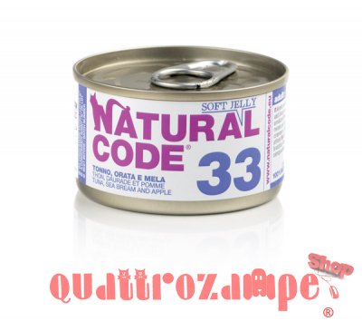Natural Code Soft Jelly 33 Tonno Orata e Mela 85 gr Per Gatti