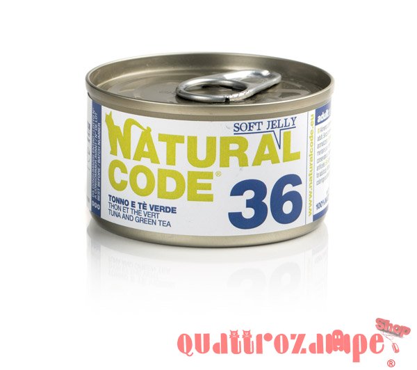 Natural Code Soft Jelly 36 Tonno e Te' Verde 85 gr Per Gatti