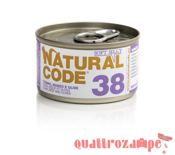 Natural Code 38 Tonno Manzo e Olive 85 gr Per Gatti