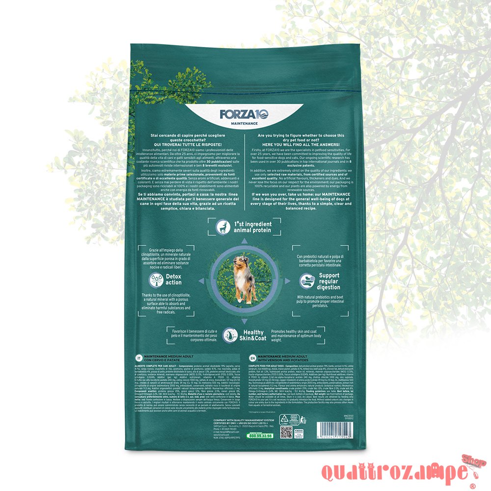 Forza 10 Adult Medium Maintenance Cervo 12 kg Per Cani