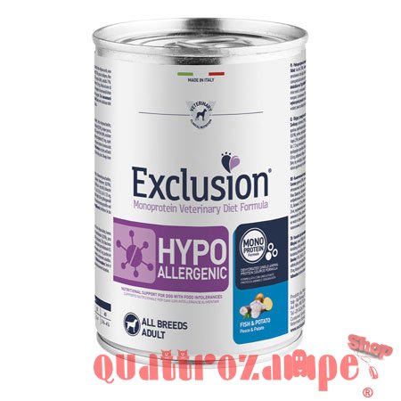 Exclusion Diet Hypoallergenic Pesce e Patate 400 gr Barattolo Umido Per Cane
