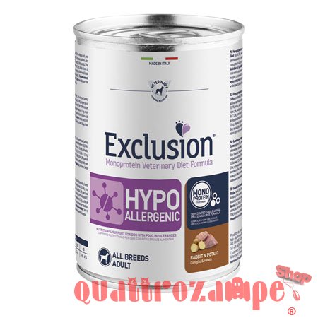 Exclusion Diet Hypoallergenic Coniglio e Patate 400 gr Barattolo Umido Per Cane