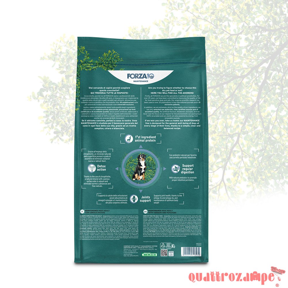 Forza 10 Adult Maxi Maintenance Cervo 12 kg Per Cani