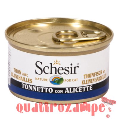 Schesir Gelatina Tonnetto Con Alicette 85 gr Scatoletta Per Gatti