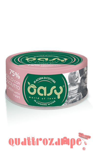 Oasy More Love Pollo Con Prosciutto Lattina 70 gr Per Gatti