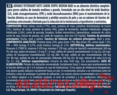 Advance Veterinary Diets Atopic Trota Medium Maxi Cane