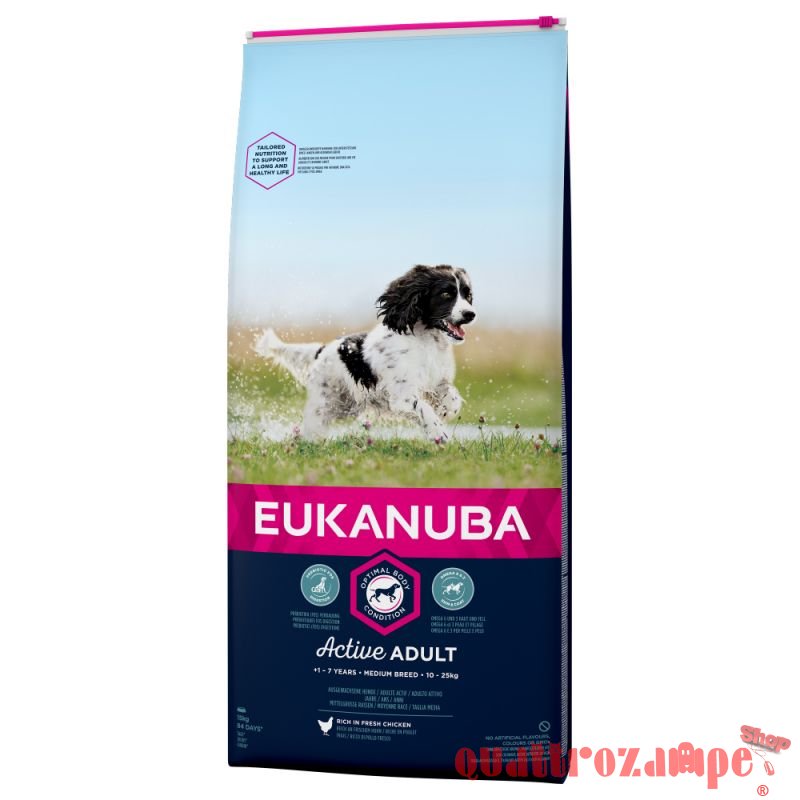 Eukanuba Active Adult Medium Breed Pollo 12 kg (ex formato 15 kg)