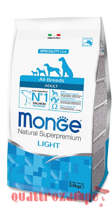 Monge Superpremium All Breeds Light Salmone Riso Per Cani