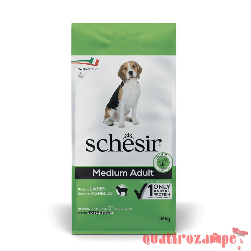 Schesir Dog Medium Adult Agnello Monoproteico Mantenimento 12 kg Per Cani