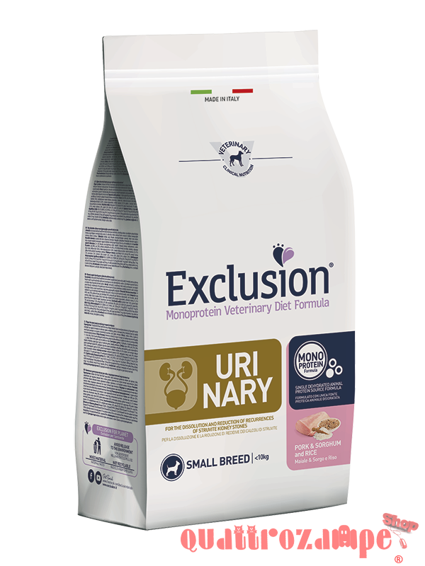Exclusion Diet Small Urinary Maiale Sorgo Riso 2 kg Per Cani